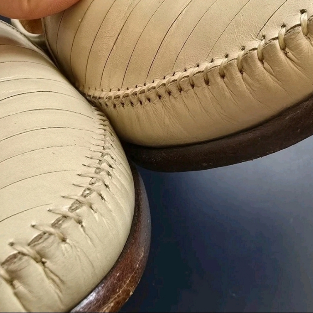 Vtg Mezlan Men Shoes US 11 M Loafers Slip On Beige Calf Skin Leather Made Spain - Picture 9 of 14